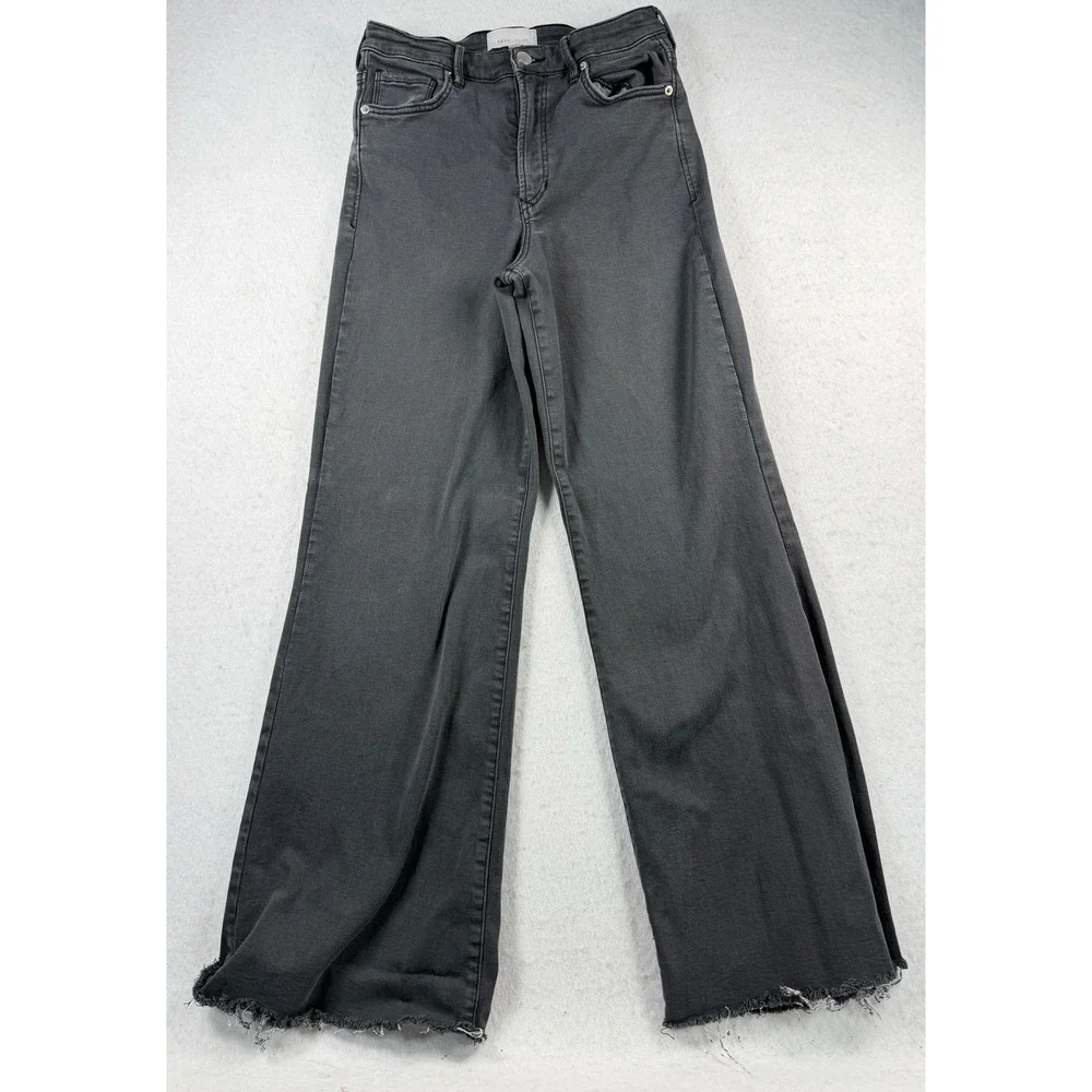Dear John Audrey High Rise Wide Leg Jeans Empire Gray Raw Hem 27